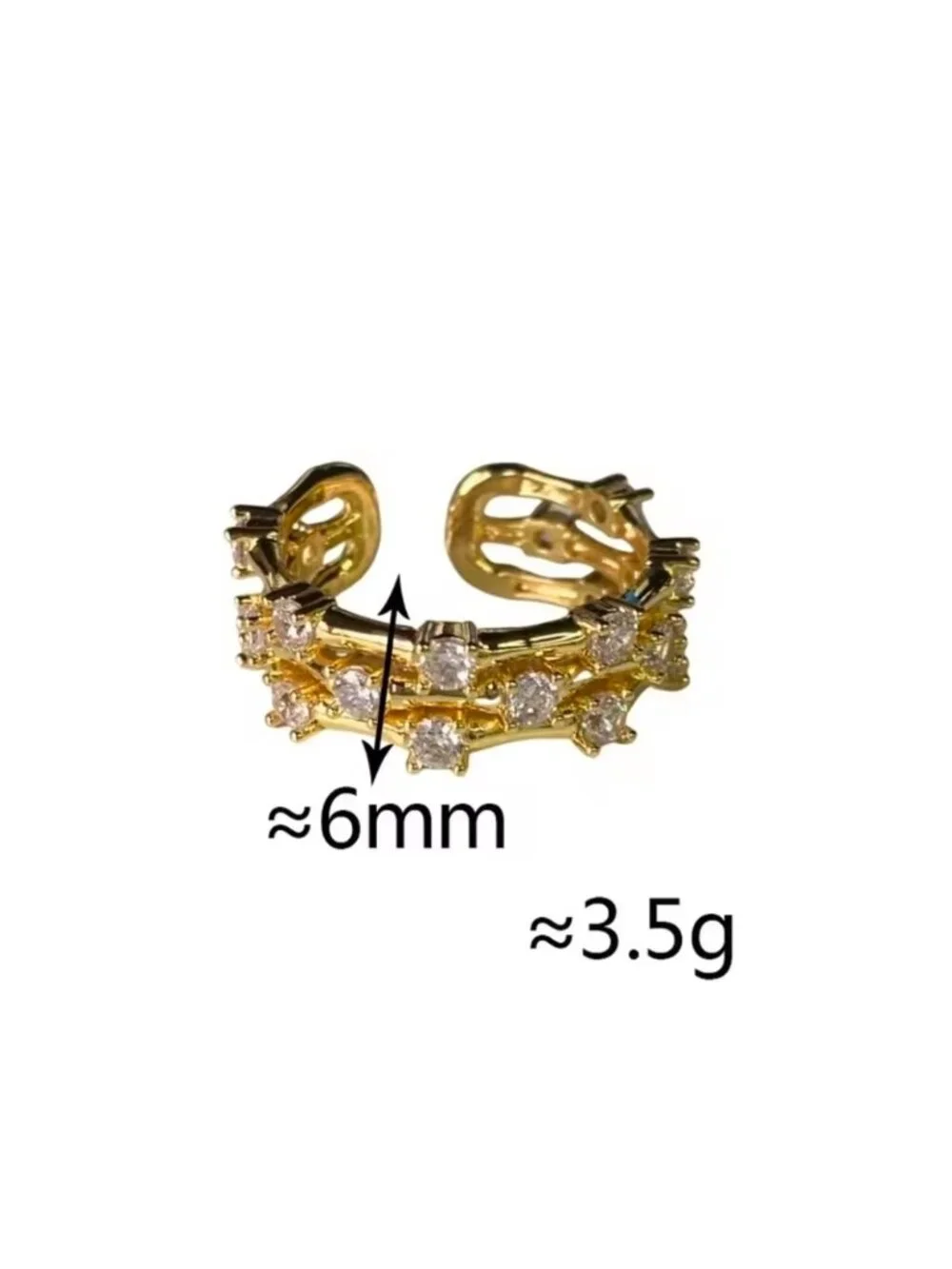 Gold Pave Link Open Ring